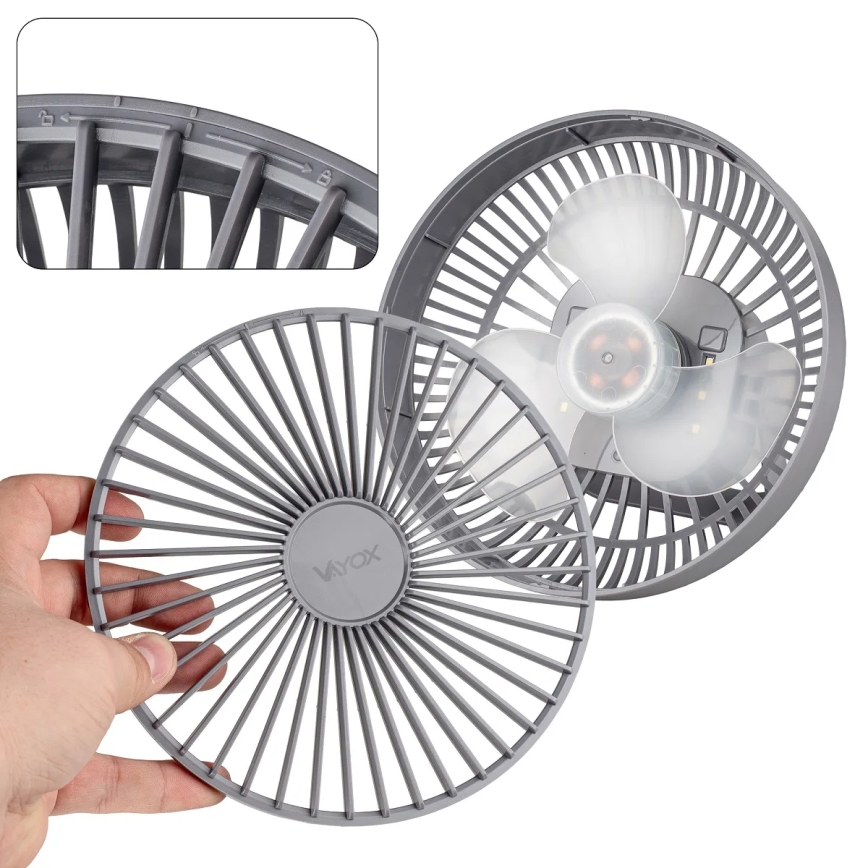 LED Laetav laud ventilaator koos LED valgustusega LED/2W/5V USB 2400 mAh hall