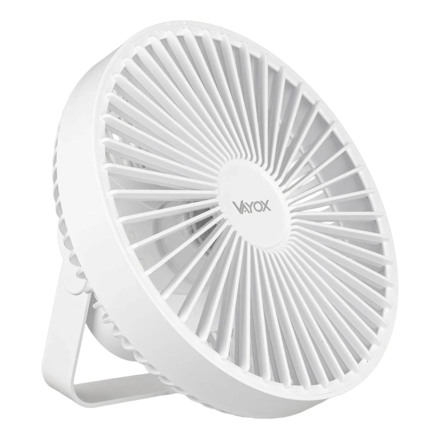 LED Laetav laud ventilaator koos LED valgustusega LED/2W/5V USB 2400 mAh valge