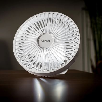 LED Laetav laud ventilaator koos LED valgustusega LED/2W/5V USB 2400 mAh valge