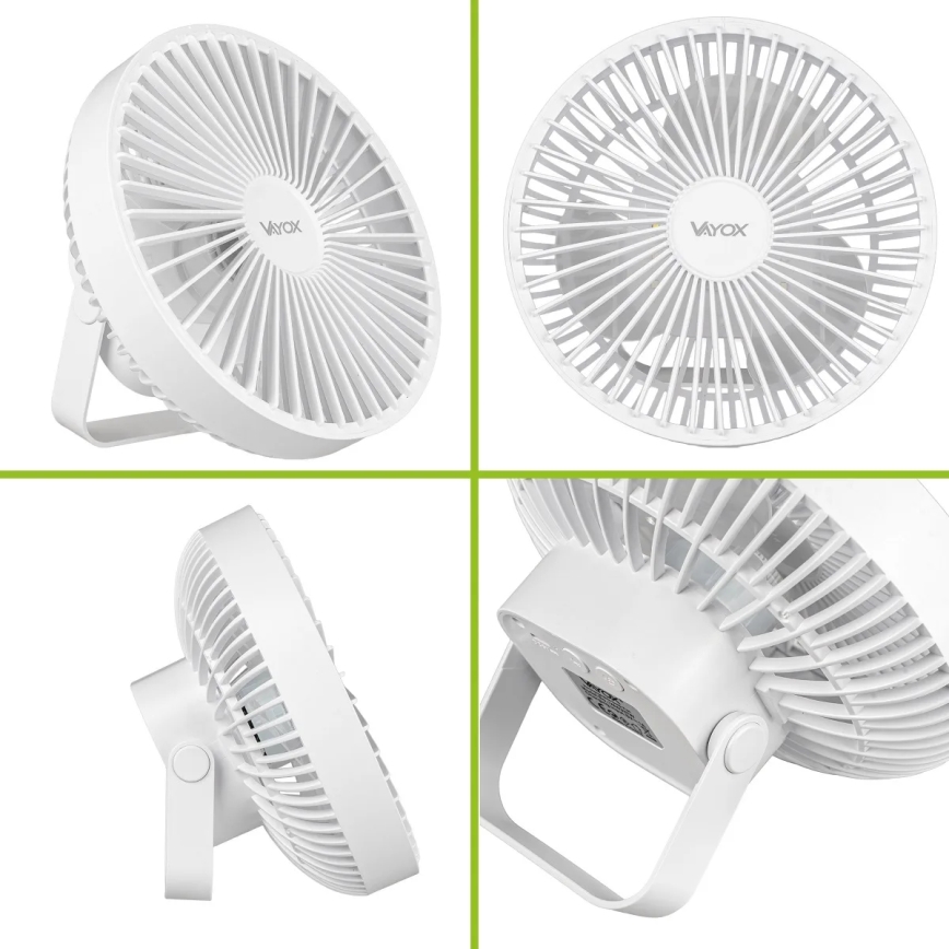 LED Laetav laud ventilaator koos LED valgustusega LED/2W/5V USB 2400 mAh valge