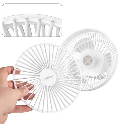 LED Laetav laud ventilaator koos LED valgustusega LED/2W/5V USB 2400 mAh valge