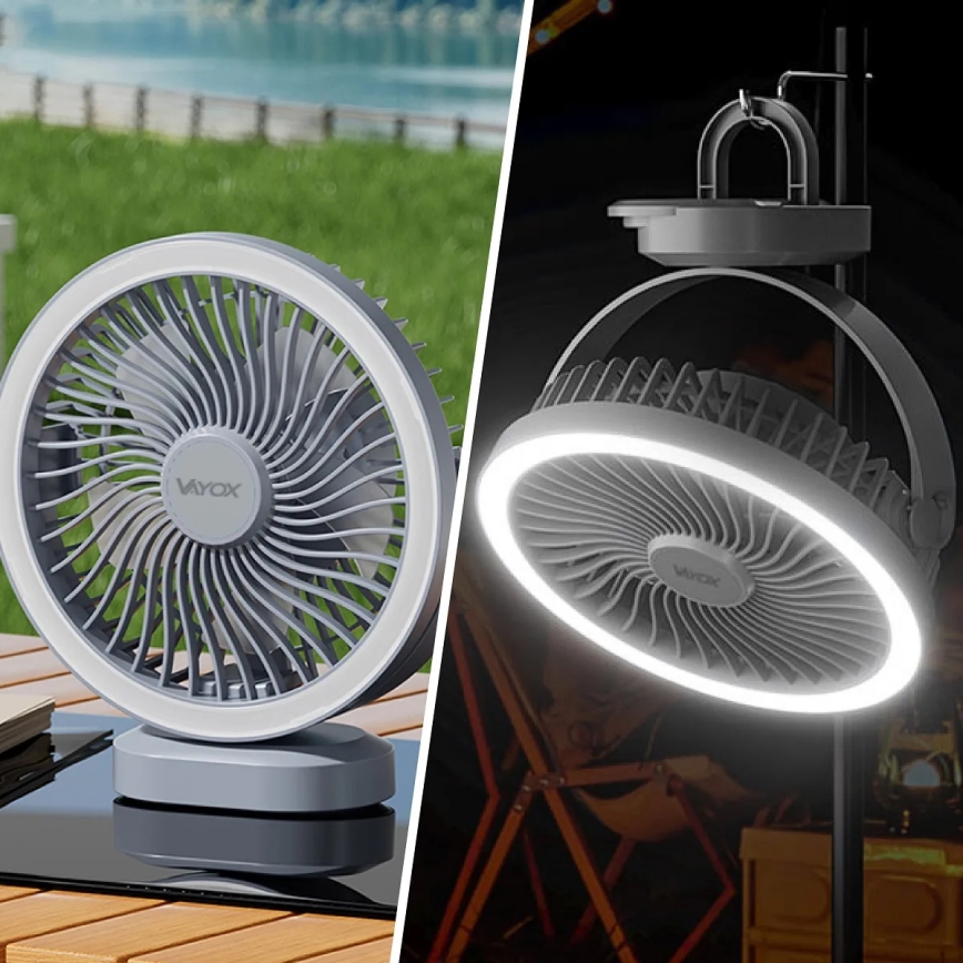LED Laetav laud ventilaator koos LED valgustusega LED/3W/5V USB 2400 mAh hall