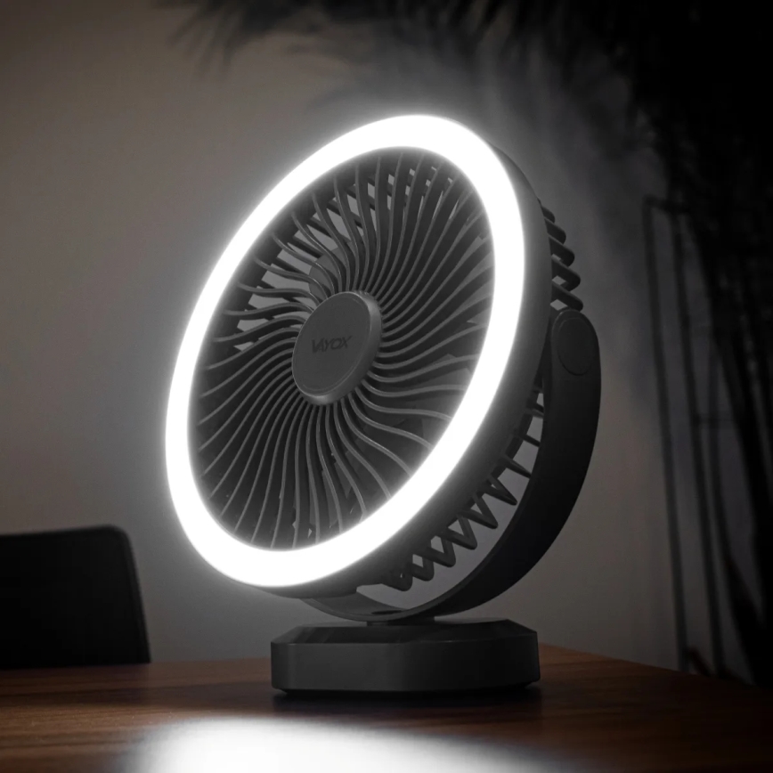 LED Laetav laud ventilaator koos LED valgustusega LED/3W/5V USB 2400 mAh hall