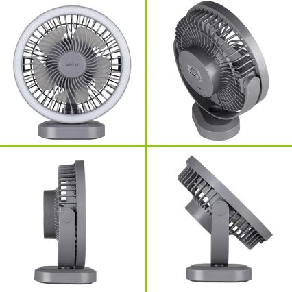 LED Laetav laud ventilaator koos LED valgustusega LED/3W/5V USB 2400 mAh hall