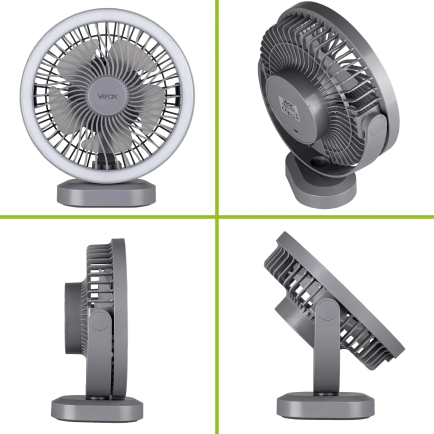 LED Laetav laud ventilaator koos LED valgustusega LED/3W/5V USB 2400 mAh hall