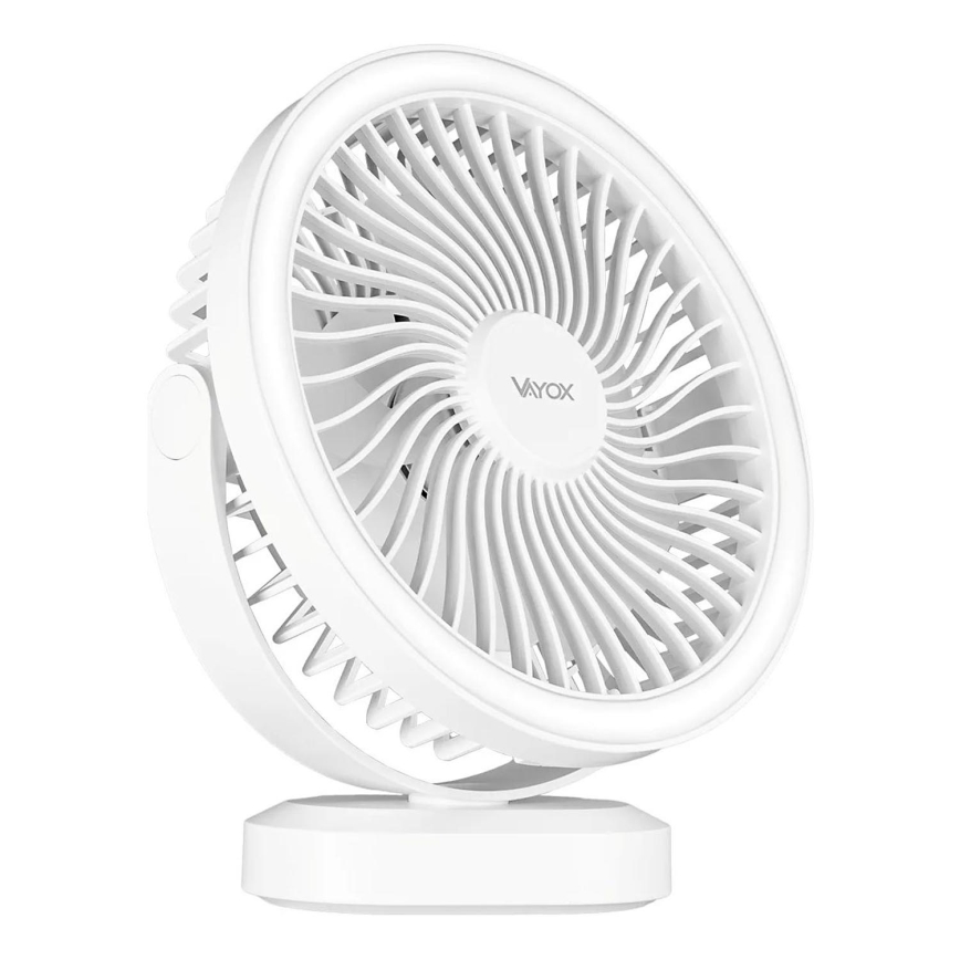 LED Laetav laud ventilaator koos LED valgustusega LED/3W/5V USB 2400 mAh valge