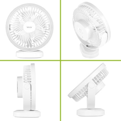 LED Laetav laud ventilaator koos LED valgustusega LED/3W/5V USB 2400 mAh valge