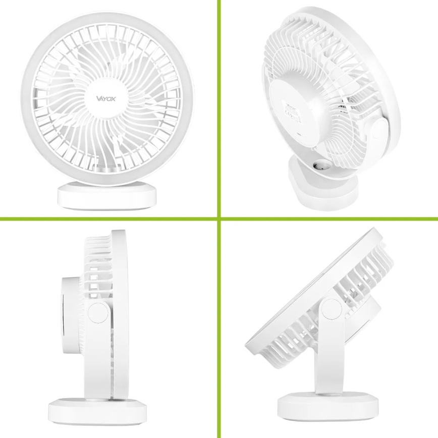 LED Laetav laud ventilaator koos LED valgustusega LED/3W/5V USB 2400 mAh valge