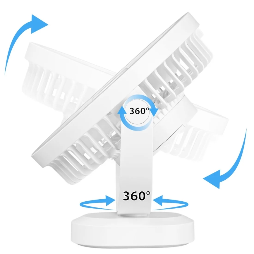 LED Laetav laud ventilaator koos LED valgustusega LED/3W/5V USB 2400 mAh valge