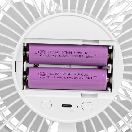 Laetav LED-laudventilaator LED-valgustusega LED/3W/5V USB 2400 mAh valge