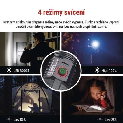 LED laetav metall taskulamp LED/5V 3000 läikiv 5000 mAh IP43