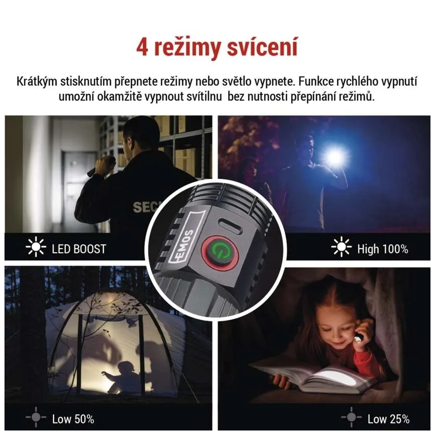 LED laetav metall taskulamp LED/5V 3000 läikiv 5000 mAh IP43