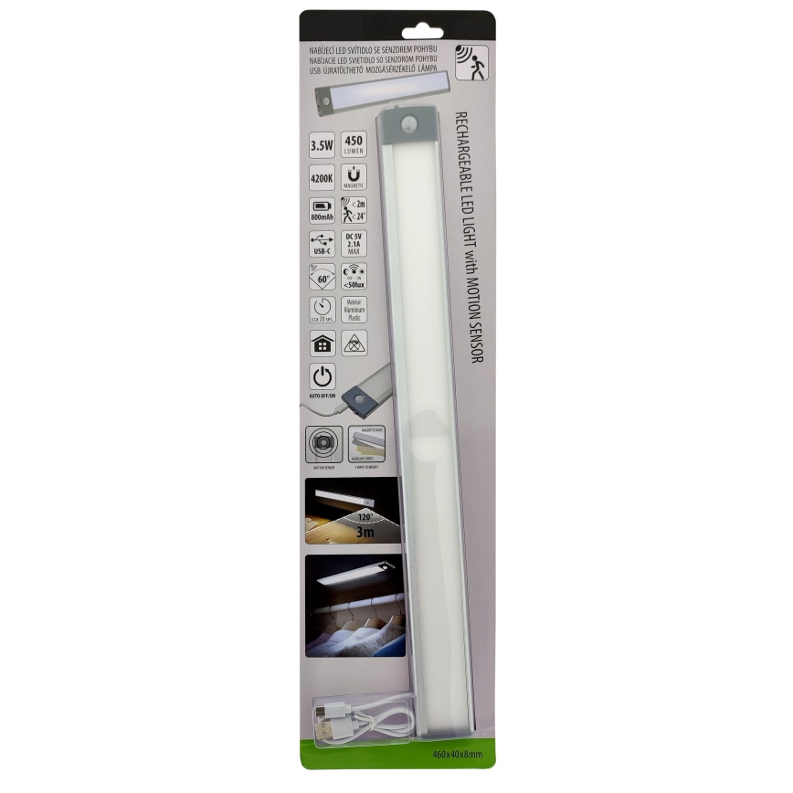 LED Laetav mööblivalgusti anduriga LED/3,5W/5V USB 800 mAh 4200K 46 cm