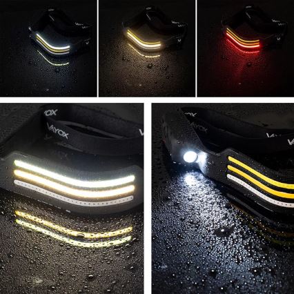LED reguleeritav laetav pealamp anduriga ja punase valgusega 4xLED/5V IP44 300 lm 1200 mAh