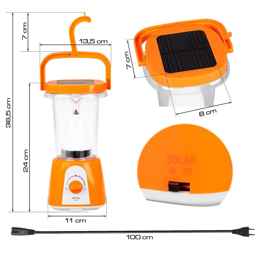 LED Hämardatav laetav päikesepaneeliga lamp akupanga funktsiooniga LED/230V 710 läikiv 1600 mAh