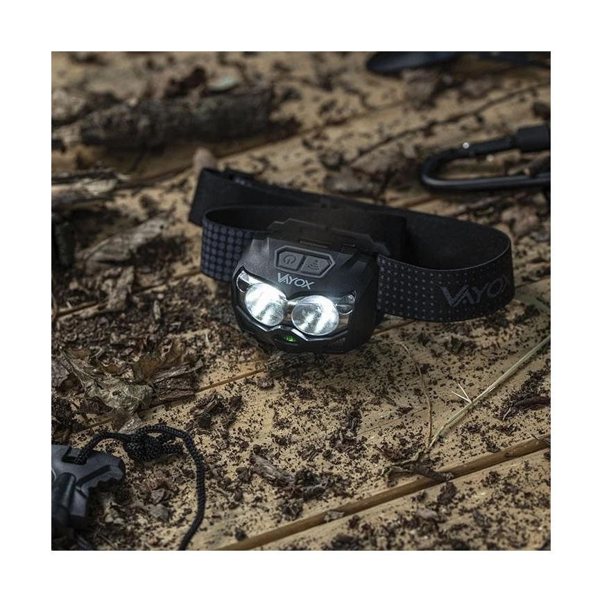 LED Hämardatav laetav pealamp anduriga ja punase tulega 2xLED/5W/5V/3xAAA IP65 500 läikiv 1200 mAh