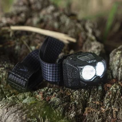 LED Hämardatav laetav pealamp anduriga ja punase tulega 2xLED/5W/5V/3xAAA IP65 500 läikiv 1200 mAh