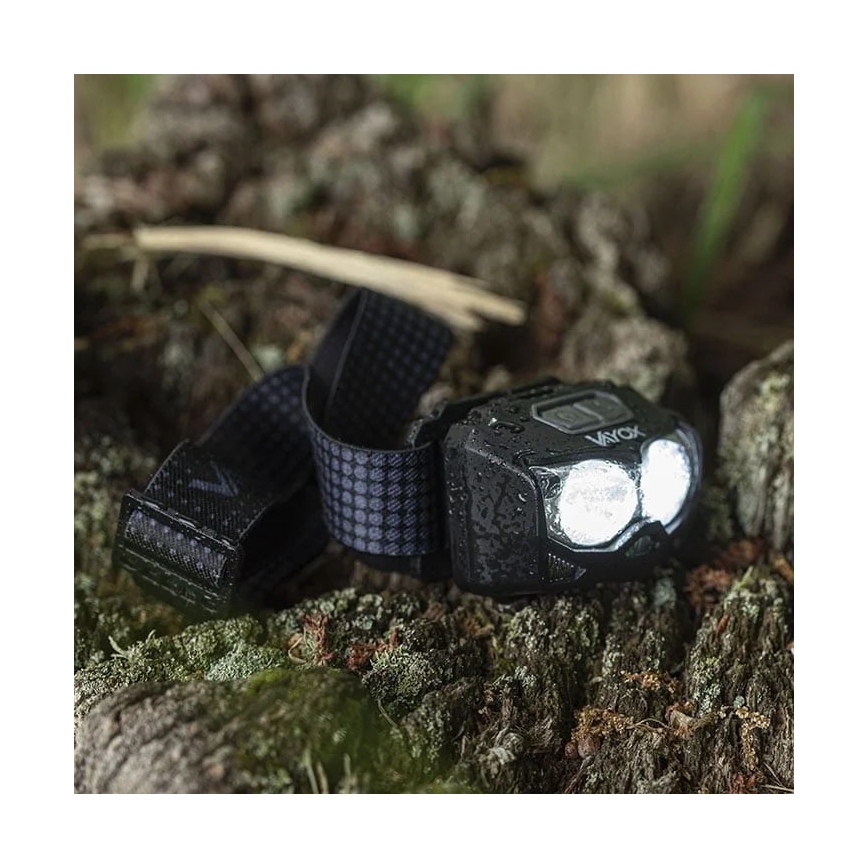 LED Hämardatav laetav pealamp anduriga ja punase tulega 2xLED/5W/5V/3xAAA IP65 500 läikiv 1200 mAh