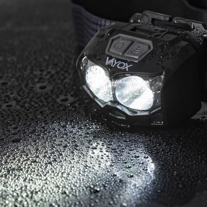 LED Hämardatav laetav pealamp anduriga ja punase tulega 2xLED/5W/5V/3xAAA IP65 500 läikiv 1200 mAh