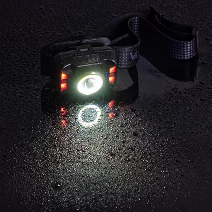 LED Hämardatav laetav pealamp anduriga ja punase tulega LED/15W/5V IP66 430 läikiv 1800 mAh