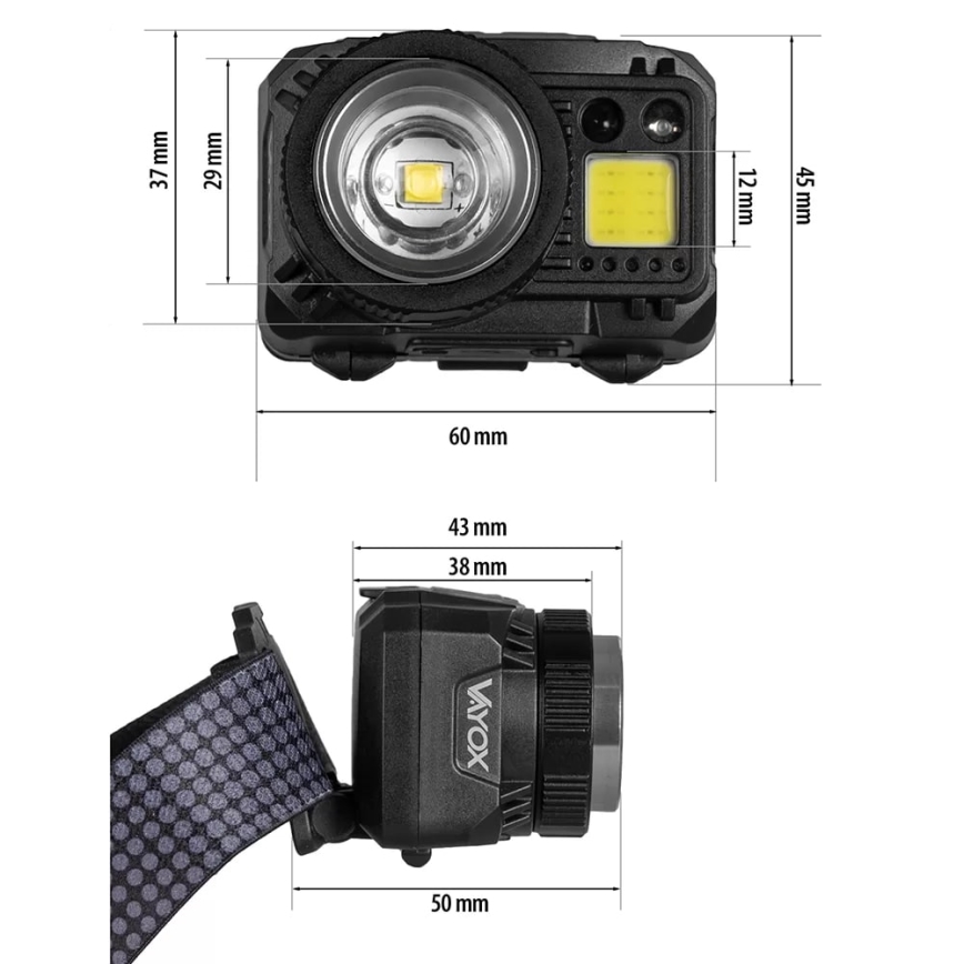LED Hämardatav laetav pealamp anduriga ja punase tulega LED/6W/5V/3xAAA IP44 500 läikiv 1200 mAh