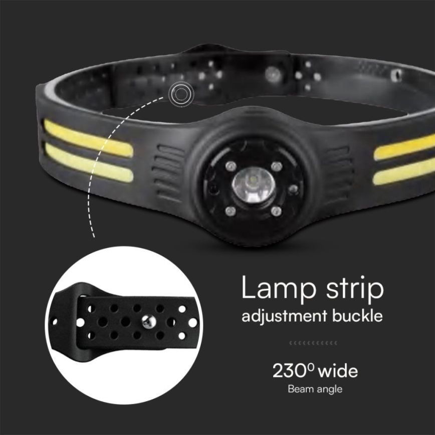LED Laetav pealamp koos punase tulega USB LED/3W/5V IP43 470 läikiv 5 h 650 mAh