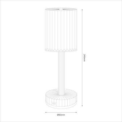 LED laetav puutetundlik lauavalgusti SIMPLE LED/1W/5V 3000-6000K 2400 mAh suitsuhall