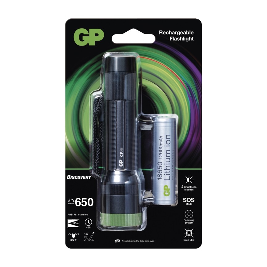 LED Laetav taskulamp GP DISCOVERY CR41 LED/Li-lon 3,7V IPX7