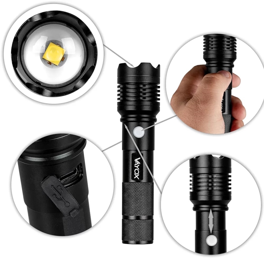LED Laetav taskulamp LED/10W/5V IPX4 800 läikiv 1200 mAh