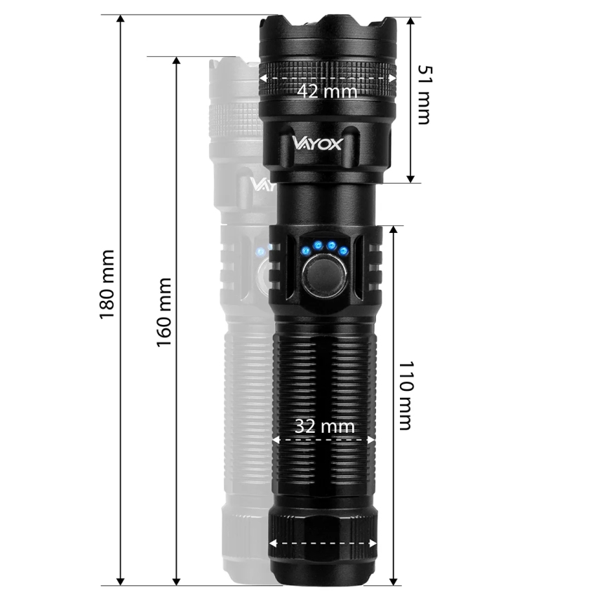 LED reguleeritav laetav taskulamp powerbanki funktsiooniga LED/10W/5V IPX4 600 lm 2000 mAh