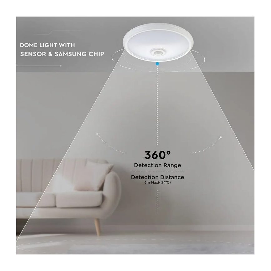 LED Laevalgusti anduriga SAMSUNG CHIP LED/12W/230V 4000K