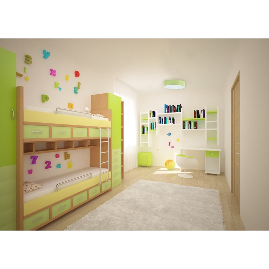 LED Laevalgusti lastetuppa GALAXY KIDS LED/24W/230V täpid roheline/valge