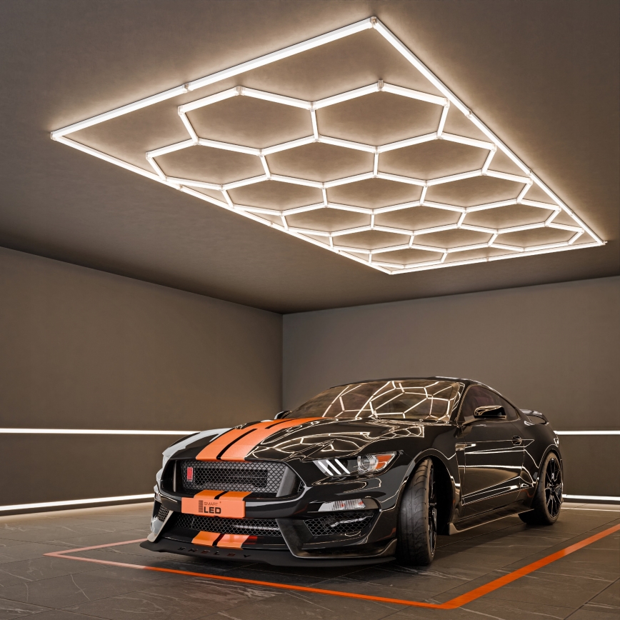 LED laevalgusti HEXAGON LED/696W/85-265V 4000K 484x243 cm CRI 90 IP54 valge