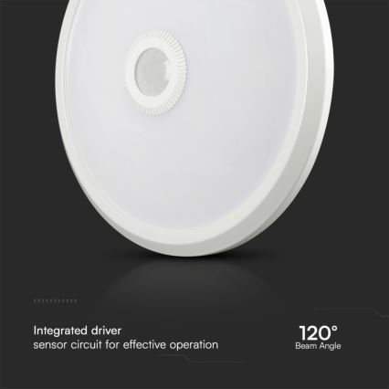 LED Laevalgusti koos anduriga SAMSUNG CHIP LED/12W/230V 3000/4000/6000K d. 29 cm valge