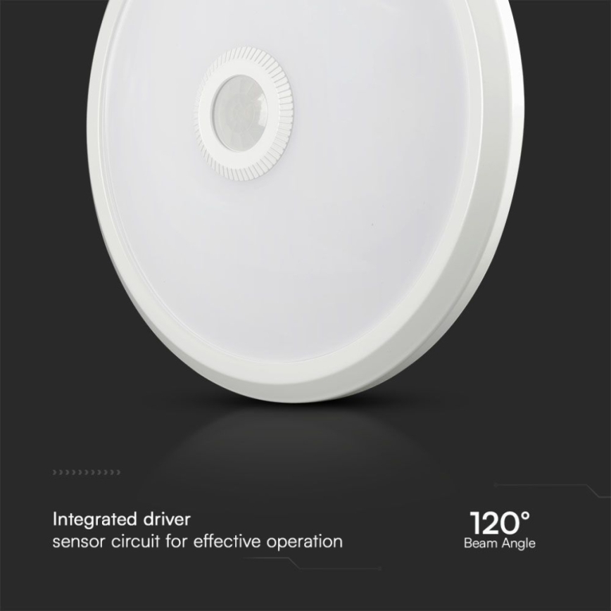 LED Laevalgusti koos anduriga SAMSUNG CHIP LED/12W/230V 3000/4000/6000K d. 29 cm valge