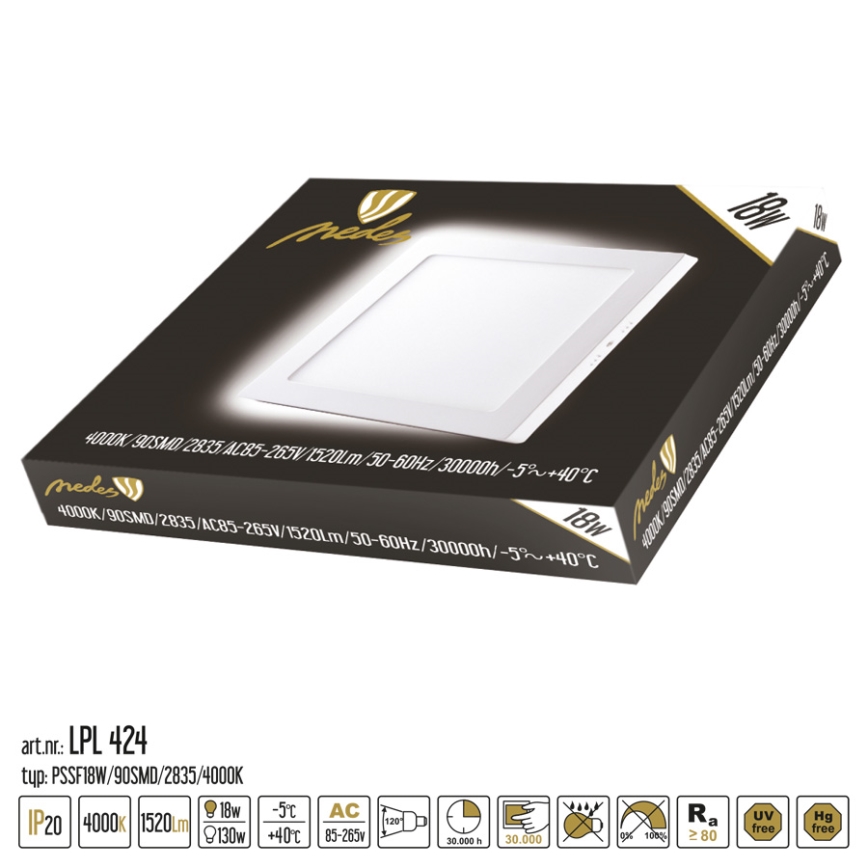LED Laevalgusti LED/18W/230V 4000K 22,5x22,5 cm