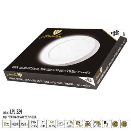 LED Laevalgusti LED/18W/230V 4000K d. 22,5 cm