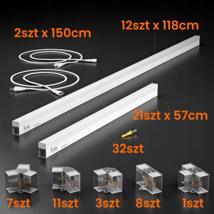 LED laelamp HEXAGON LED/426W/85-265V 4000K 484x243 cm CRI 90 IP44 valge
