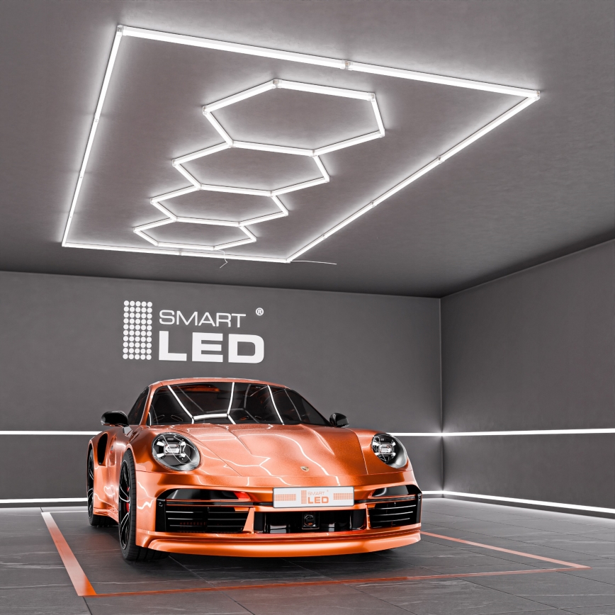 LED laevalgusti HEXAGON LED/426W/85-265V 6500K 484x243 cm CRI 90 IP44 valge