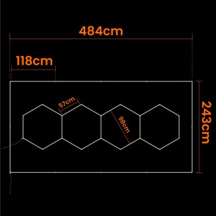 LED laevalgusti HEXAGON LED/426W/85-265V 6500K 484x243 cm CRI 90 IP44 valge