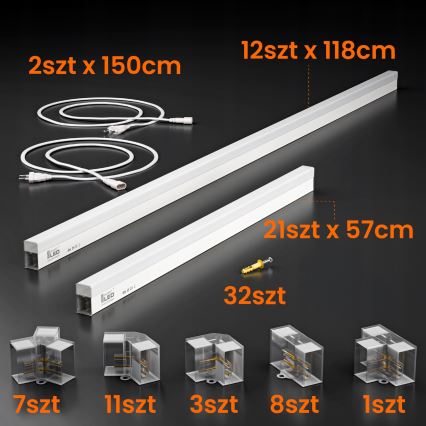 LED laevalgusti HEXAGON LED/426W/85-265V 6500K 484x243 cm CRI 90 IP54 valge