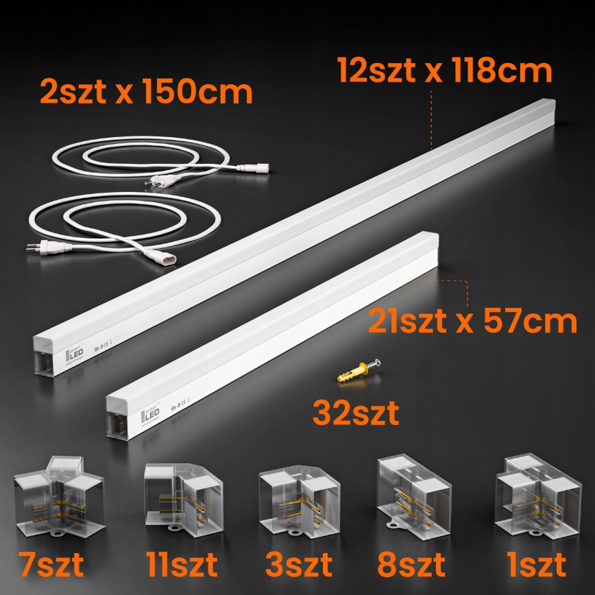 LED laevalgusti HEXAGON LED/426W/85-265V 6500K 484x243 cm CRI 90 IP54 valge