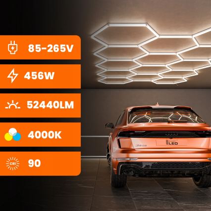 LED laevalgusti HEXAGON LED/570W/85-265V 4000K 522x298 cm CRI 90 IP44 valge