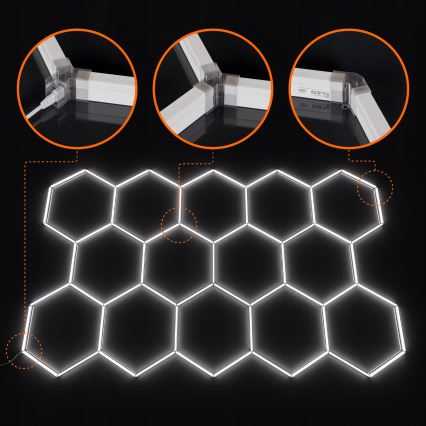 LED laevalgusti HEXAGON LED/570W/85-265V 4000K 522x298 cm CRI 90 IP44 valge