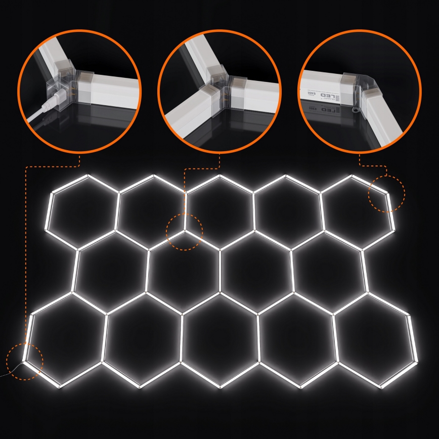 LED laevalgusti HEXAGON LED/570W/85-265V 4000K 522x298 cm CRI 90 IP44 valge