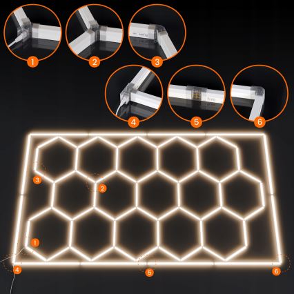 LED laevalgusti HEXAGON LED/696W/85-265V 4000K 484x243 cm CRI 90 IP44 valge