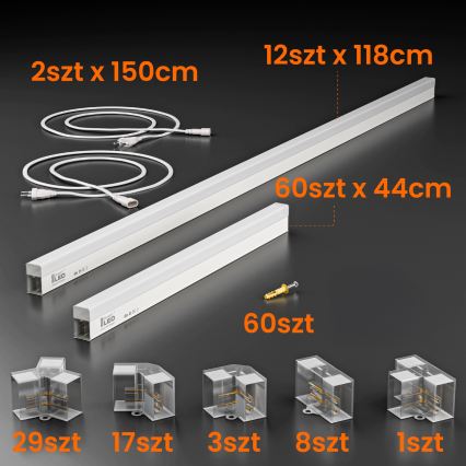 LED laevalgusti HEXAGON LED/696W/85-265V 4000K 484x243 cm CRI 90 IP44 valge