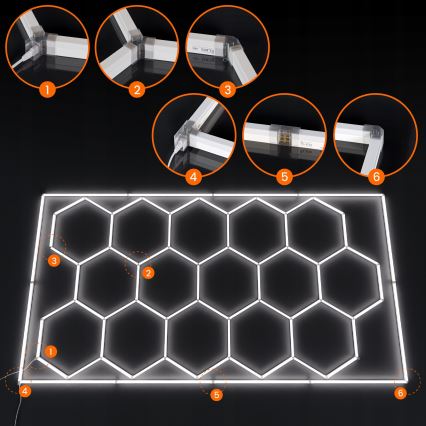 LED laelamp HEXAGON LED/696W/85-265V 6500K 484x243 cm CRI 90 IP54 valge