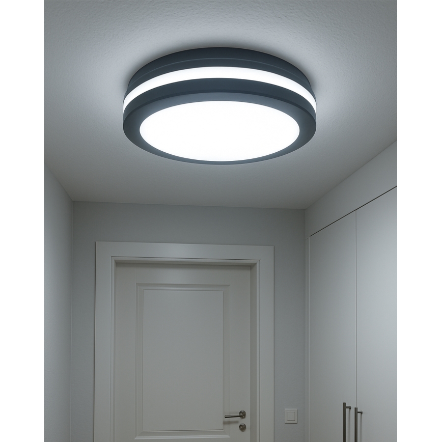 LED laevalgusti liikumisanduriga LED/20W/230V 3000/4000/6500K läbimõõt 230 cm IP54 antratsiit