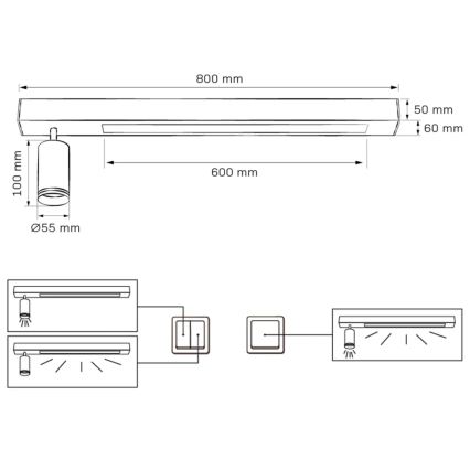 LED Laevalgusti PARIIS LED/24W/230V + 1xGU10/10W must